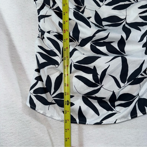 One-Shoulder Black and White Leaf Print Top formal business casual beach summer - Picture 15 of 15